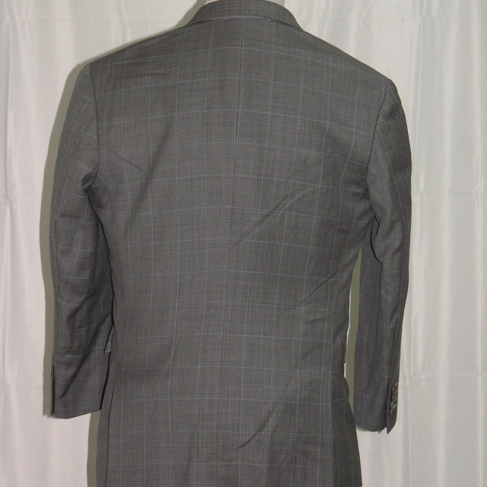 Elevee Custom Made Gray Plaid Two Button Suit 38s - image 8